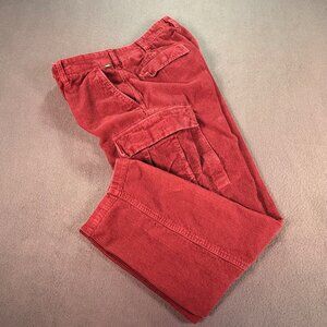 Vans Mens Relaxed Loose Fit Burgundy Maroon Corduroy Cargo Skater Pants 29X30